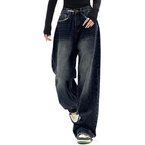 EMMIOL Jeans for Women Wide Leg Baggy Jeans High Waist Y2K Cargo Pants Casual Loose Boyfriends Trousers Vintage Streetwear in Saudi Arabia