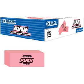 BAZIC Pink Eraser, Latex Free Bevel Erasers, Large Size Block Erasers for Art Drawing School Office Kids Teachers (4/Pack), 1-Pack in Kuwait