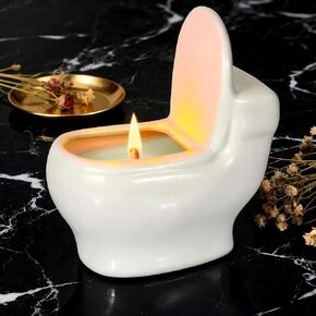 شموع معطرة على شكل مرحاض، هدية مضحكة للنساء والرجال، شمعة عطرية برائحة خشب الصندل بوزن 6 أونصات، تحترق لأكثر من 42 ساعة، شموع فريدة لحفلة الفيل الأبيض، مزحة عيد ميلاد in Kuwait