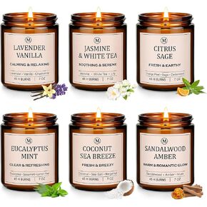 مجموعة شموع الصويا المعطرة للنساء - 6 عبوات 42oz شمعة 300 ساعة للمنزل المعطرة، اللافندر والفانيليا والأوكالبتوس والمريمية وخشب الصندل والياسمين، وشموع العلاج العطري من شمع الصويا الطبيعي ﻿ in Kuwait