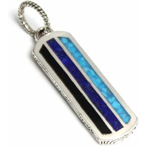 COSUMOSU Crushed Turquoise 925 Sterling Silver Pendant - bar style in Saudi Arabia