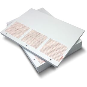 3 Grid Graph Paper, 1/8" Squares and Accentuated Axes, Right Half Blank, Double Sided, Blue Lined, 500 Sheet Ream, Three Hole Punched in Kuwait