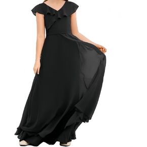 Junior Bridesmaid Dresses Chiffon Flower Girl Dress Girls Spaghetti Straps Party Pageant Gown Off-Shoulder in Kuwait