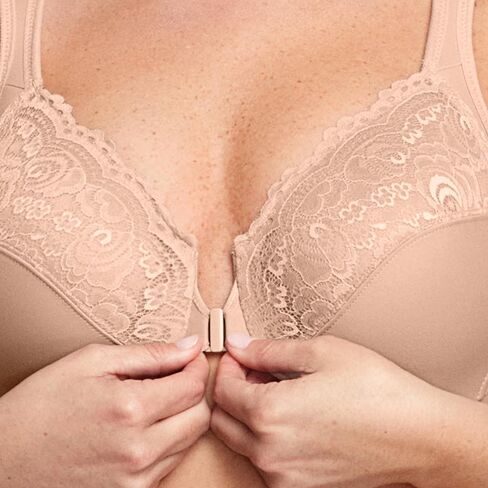 Posture Back Front-Closure Plus Size Wonderwire Lace Bra Underwire #1255 in Saudi Arabia
