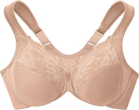 Posture Back Front-Closure Plus Size Wonderwire Lace Bra Underwire #1255 in Saudi Arabia