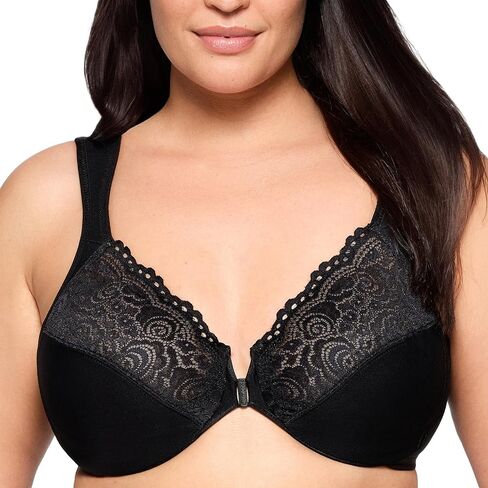 Posture Back Front-Closure Plus Size Wonderwire Lace Bra Underwire #1255 in Saudi Arabia