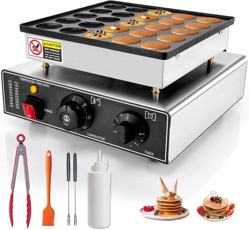 25PCS Mini Pancakes Maker Machine, 110V Electric Mini Pancake Maker Commercial Mini Dutch Pancake Maker, Non-stick Small Pancake Maker Mini hotcakes machinefor Home Kitchen Restaurant Business (950W) in Kuwait