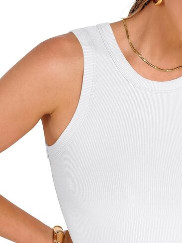 ANRABESS Womens Crop Tank Tops High Neck Sleeveless Ribbed Knit Slim Fit Shirts 2026 Summer Casual Basic Workout Clothes in Saudi Arabia