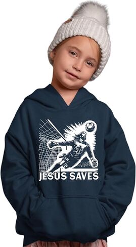 كنزة بقلنسوة لحارس مرمى كرة القدم المسيحية لعيد الفصح المضحكة من Go All Out Jesus Saves للرجال والنساء والشباب in Kuwait