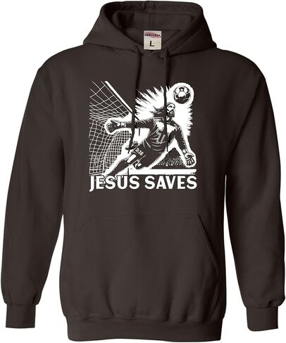 كنزة بقلنسوة لحارس مرمى كرة القدم المسيحية لعيد الفصح المضحكة من Go All Out Jesus Saves للرجال والنساء والشباب in Kuwait