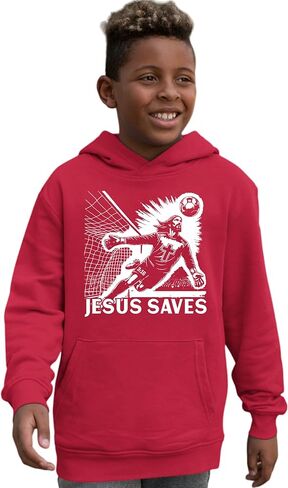 كنزة بقلنسوة لحارس مرمى كرة القدم المسيحية لعيد الفصح المضحكة من Go All Out Jesus Saves للرجال والنساء والشباب in Kuwait
