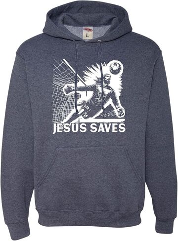 كنزة بقلنسوة لحارس مرمى كرة القدم المسيحية لعيد الفصح المضحكة من Go All Out Jesus Saves للرجال والنساء والشباب in Kuwait