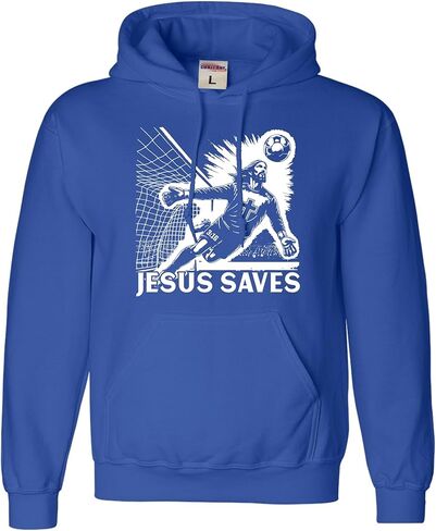 كنزة بقلنسوة لحارس مرمى كرة القدم المسيحية لعيد الفصح المضحكة من Go All Out Jesus Saves للرجال والنساء والشباب in Kuwait