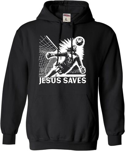 كنزة بقلنسوة لحارس مرمى كرة القدم المسيحية لعيد الفصح المضحكة من Go All Out Jesus Saves للرجال والنساء والشباب in Kuwait