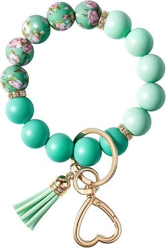 Weixiltc Silicone Bead Keychain Wristlet for Women, Charm Bracelet Key Chains, Car Key Rings Holder for Girls in Saudi Arabia