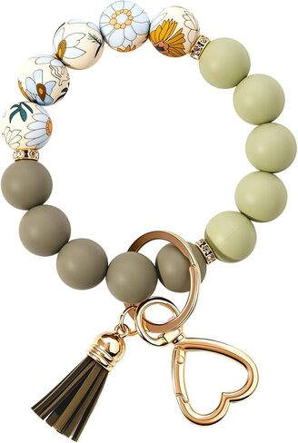 Weixiltc Silicone Bead Keychain Wristlet for Women, Charm Bracelet Key Chains, Car Key Rings Holder for Girls in Saudi Arabia