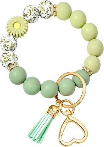 Weixiltc Silicone Bead Keychain Wristlet for Women, Charm Bracelet Key Chains, Car Key Rings Holder for Girls in Saudi Arabia