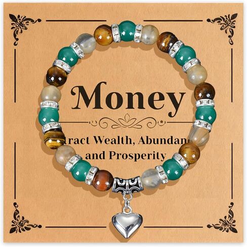 Long tiantian Money Bracelets for Women Money Wealth Attraction Green Jade Good Luck Bracelets Beaded Tiger Eye Bracelet Trendy Jewelry Gifts in Kuwait