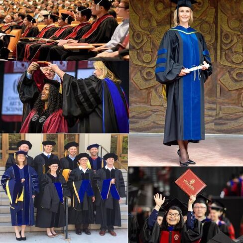 goprety Deluxe Doctoral Graduation Gown Hood Tam 8 Sided Package with Gold Piping Unisex in Saudi Arabia