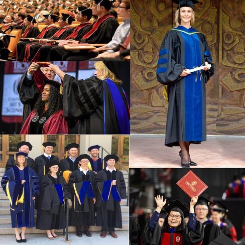 goprety Deluxe Doctoral Graduation Gown Hood Tam 8 Sided Package with Gold Piping Unisex in Saudi Arabia