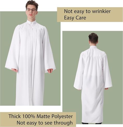 IvyRobes 3 Pcs Adults Matte Choir Robes for Church Baptism Judge Graduation Gown Confirmation Officiant Pastor Costume in Saudi Arabia