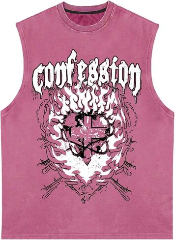 Men's Graphic Tank Tops Sleeveless Crew Neck Summer Tops Y2k Loose Tanks in Saudi Arabia