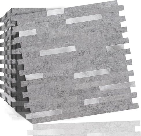 10 Sheets Peel and Stick Backsplash Tile, Stick on Backsplash for Kitchen and Bathroom, Dark Sandstone Look PVC Mixed Metal Gold Self Adhesive Wall Tiles in Saudi Arabia