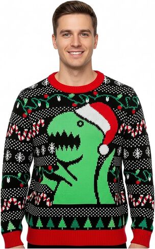 Santa Trex Funny Ugly Christmas Sweater for Men Women Dinosaur Xmas Sweaters X-Large Multicolor in Saudi Arabia