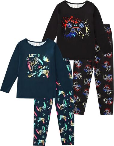 MyFav Boys Pajama Set 4-Piece Children Pajamas Long Sleeve Winter PJs Kids Sleepwear in Saudi Arabia