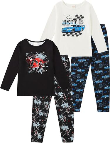MyFav Boys Pajama Set 4-Piece Children Pajamas Long Sleeve Winter PJs Kids Sleepwear in Kuwait