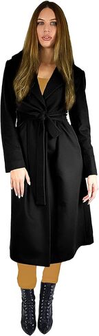 Cashmere Boutique: Women's Full Length Belted Coat in 100% Pure Cashmere (Color: Black, Camel | Sizes: 2/4/6/8/10/12/14) in Saudi Arabia