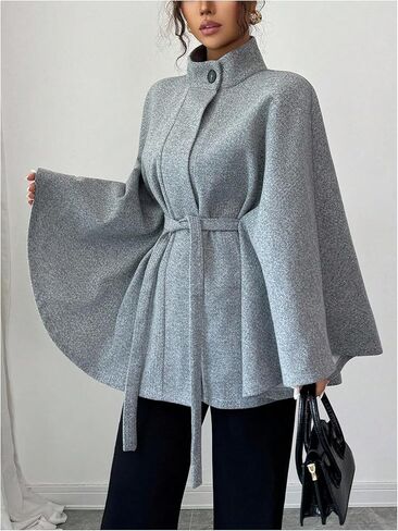 GORGLITTER Women's Dolman Sleeve Cape Coat Jackets Poncho Oversized Belted Cloak Trendy Elegant Work Dressy Outerwear in Saudi Arabia