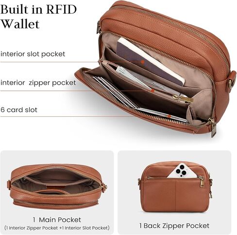 befen Geniune Leather Crossbody Bag for Women Anti Theft Purse and Hangbags with Built in RFID Wallet in Saudi Arabia