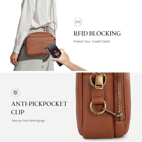 befen Geniune Leather Crossbody Bag for Women Anti Theft Purse and Hangbags with Built in RFID Wallet in Saudi Arabia