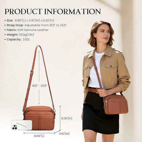 befen Geniune Leather Crossbody Bag for Women Anti Theft Purse and Hangbags with Built in RFID Wallet in Saudi Arabia
