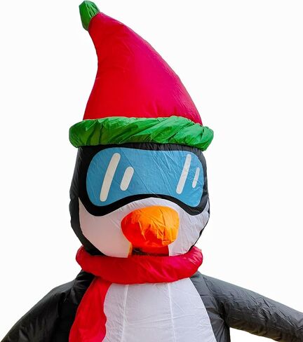 Inflatable Jumbo 7.5ft Penguin Costume for Adults and Teens Full-Body Ski-Goggle-Wearing Penguin Blow-up Outfit with Hat Thanksgiving Christmas Suit 5.3-6.5ft in Saudi Arabia