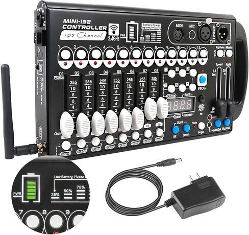 وحدة تحكم DMX لأضواء dj dmx512 وحدة تحكم 192 قناة DMX 512 وحدة تحكم DMX، وحدة تحكم ضوء DMX مع كابلات DMX 2 متر/6.6 قدم وحدة تحكم DMX 512 in Kuwait