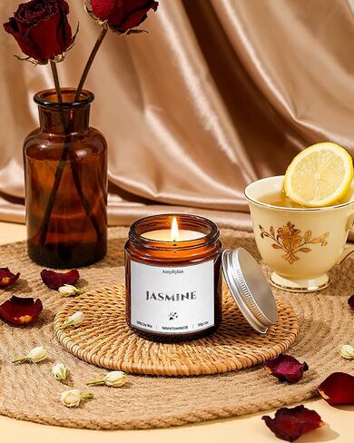 مجموعة هدايا من 6 شموع معطرة بشمع الصويا غير السامة، 21 أونصة 120 ساعة وقت حرق طويل، شموع برطمان كهرمان، هدية للنساء فريدة من نوعها، هدايا عيد الميلاد للعناية الذاتية بالاسترخاء والعلاج العطري في السبا in Kuwait