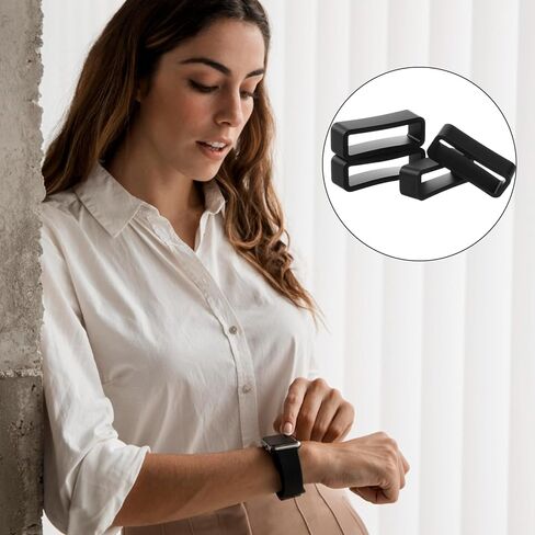 12Pcs Watch Band Loops, 18mm/20mm/22mm Silicone Watch Strap Holder Loops, Soft Watch Band Holder Keeper Retainer Fastener Ring Replacement for Smart Sport Watches Parts in Saudi Arabia