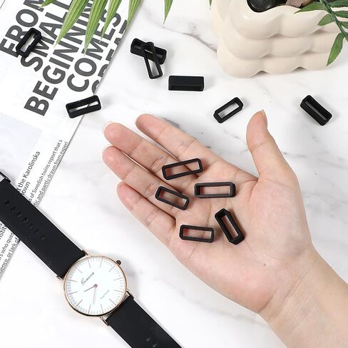 12Pcs Watch Band Loops, 18mm/20mm/22mm Silicone Watch Strap Holder Loops, Soft Watch Band Holder Keeper Retainer Fastener Ring Replacement for Smart Sport Watches Parts in Saudi Arabia