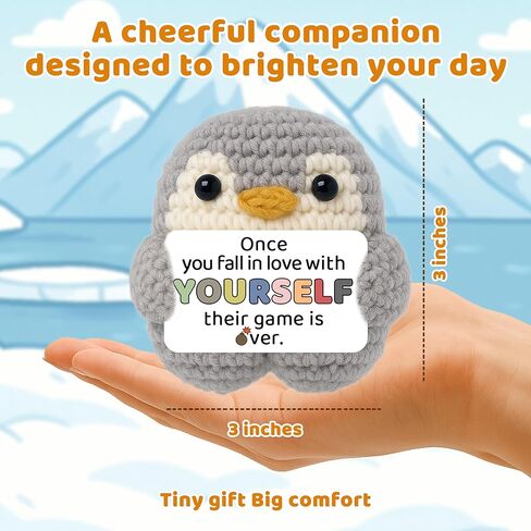Crimmy Birthday Gifts for Women Best Friend Coworkers, Funny Crochet Penguin with Badass Affirmation Cards, Unique Inspirational & Motivational Positive Crochet Animals Gift in Saudi Arabia