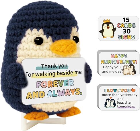 Crimmy Birthday Gifts for Women Best Friend Coworkers, Funny Crochet Penguin with Badass Affirmation Cards, Unique Inspirational & Motivational Positive Crochet Animals Gift in Saudi Arabia