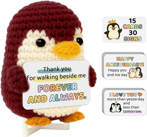 Crimmy Birthday Gifts for Women Best Friend Coworkers, Funny Crochet Penguin with Badass Affirmation Cards, Unique Inspirational & Motivational Positive Crochet Animals Gift in Saudi Arabia