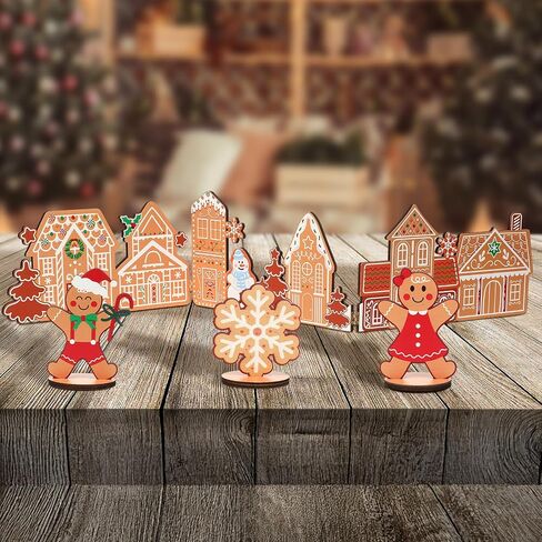 32 Inch Wooden Christmas Village Christmas Santa Tabletop Decoration Vintage Table Signs Plaques Foldable Farmhouse Centerpiece Xmas Village Decor for Home Kitchen Table Desk in Saudi Arabia