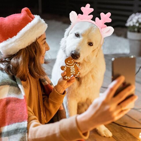 Zeyune Pink Reindeer Antlers Pink Christmas Headbands for Women Fluffy Reindeer Ears Party Cosplay Costume Accessories in Saudi Arabia