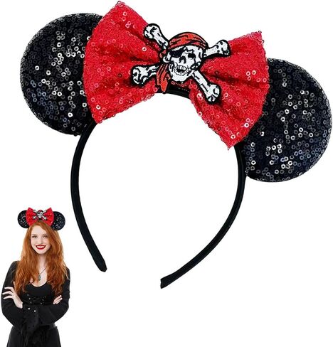 YouNuo Mouse Ears Headband, Halloween Costume Headbands for Women Men, Sequin Bow Hair Accessories for Girls Ghost Headwear in Saudi Arabia