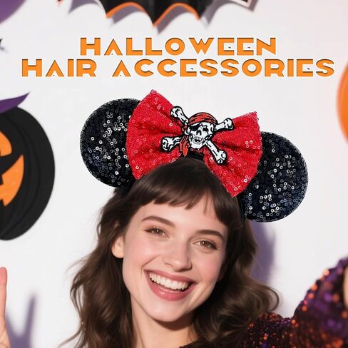YouNuo Mouse Ears Headband, Halloween Costume Headbands for Women Men, Sequin Bow Hair Accessories for Girls Ghost Headwear in Saudi Arabia