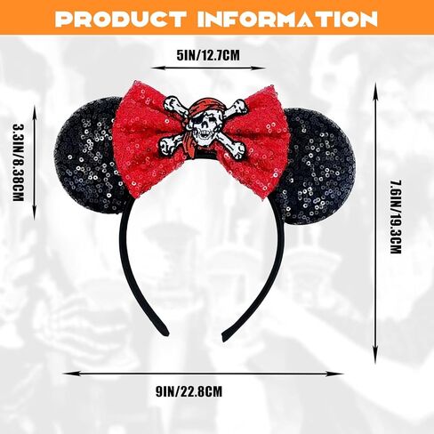 YouNuo Mouse Ears Headband, Halloween Costume Headbands for Women Men, Sequin Bow Hair Accessories for Girls Ghost Headwear in Saudi Arabia