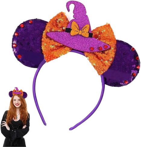 YouNuo Mouse Ears Headband, Halloween Costume Headbands for Women Men, Sequin Bow Hair Accessories for Girls Ghost Headwear in Saudi Arabia