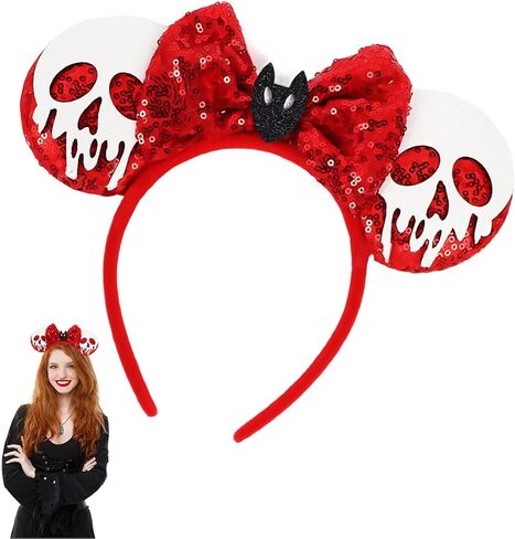 YouNuo Mouse Ears Headband, Halloween Costume Headbands for Women Men, Sequin Bow Hair Accessories for Girls Ghost Headwear in Saudi Arabia